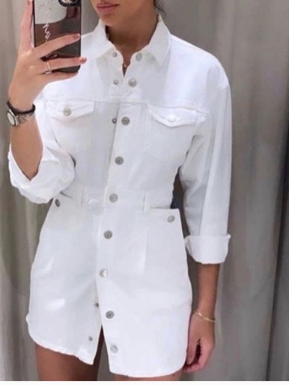 ✨ Zara cotton blend denim mini shirt dress
